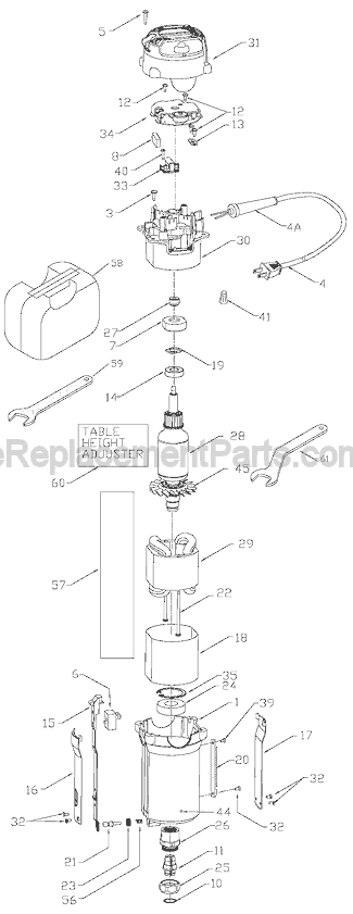 Page B Diagram and Parts List for 893 Type 1 Porter Cable Router